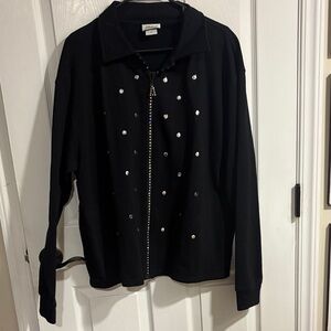 Black Bomber Jacket with Sparkling Details